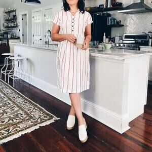 Pyne & Smith No. 30 Bon Bon Stripe white and red linen dress women’s size XL